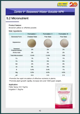 Materias primas oceánicas Micronutrientes quelados de oligoelementos orgánicos